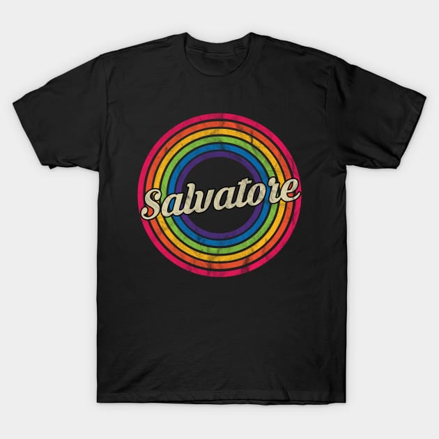 Salvatore - Retro Rainbow Faded-Style T-Shirt by MaydenArt